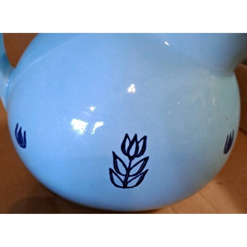Vtg MCM Cronin‎ Ceramic Dutch  Blue Tulip Water Pitcher Made In USA